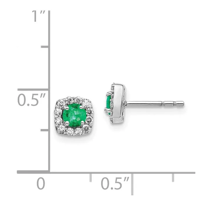 Earrings 14k White Gold Diamond Emerald Earrings Jewelry Earrings 14k White Gold Diamond Emerald Earrings Jewelry