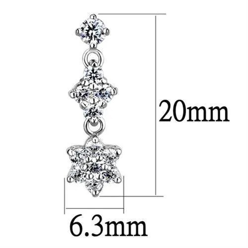 Earrings Alamode 3W1357 Rhodium Brass Earrings with AAA Grade CZ in Clear