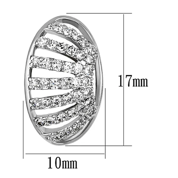 Earrings Alamode 3W393 Rhodium Brass Earrings with AAA Grade CZ in Clear