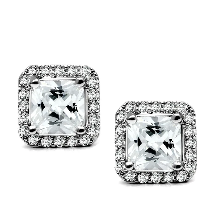 Earrings Alamode TK3477 High polished no plating Stainless Steel Earrings with AAA Grade CZ in Clear