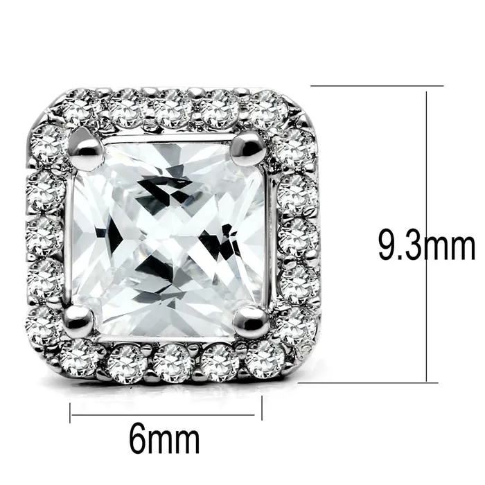 Earrings Alamode TK3477 High polished no plating Stainless Steel Earrings with AAA Grade CZ in Clear