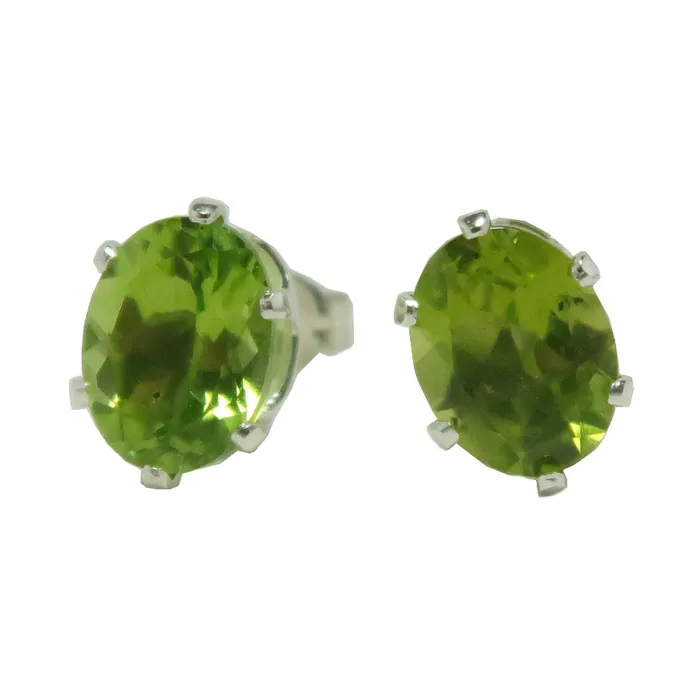 Earrings Peridot Earrings Twinking Green Studs Sterling Silver Satin Crystals