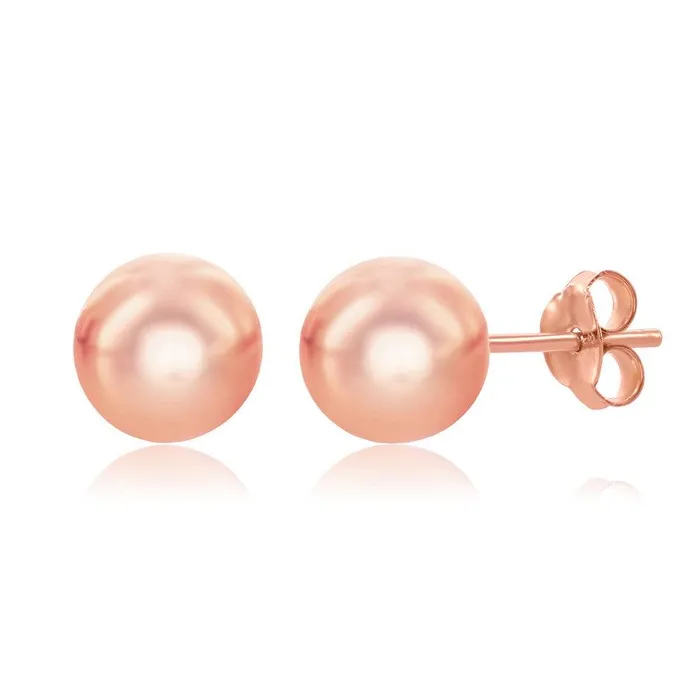 Earrings Sterling Silver Rose Gold Plated 8mm Bead Earrings Classic