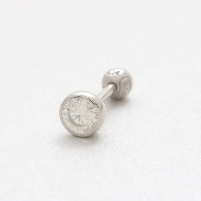 from J Shop Earrings 4mm CZ Bezel Ear Piercing