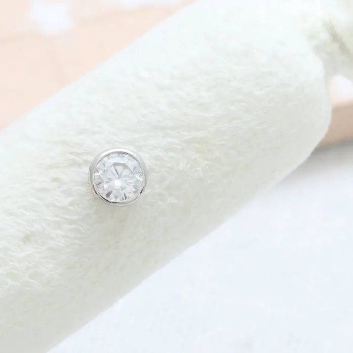 from J Shop Earrings 4mm CZ Bezel Ear Piercing