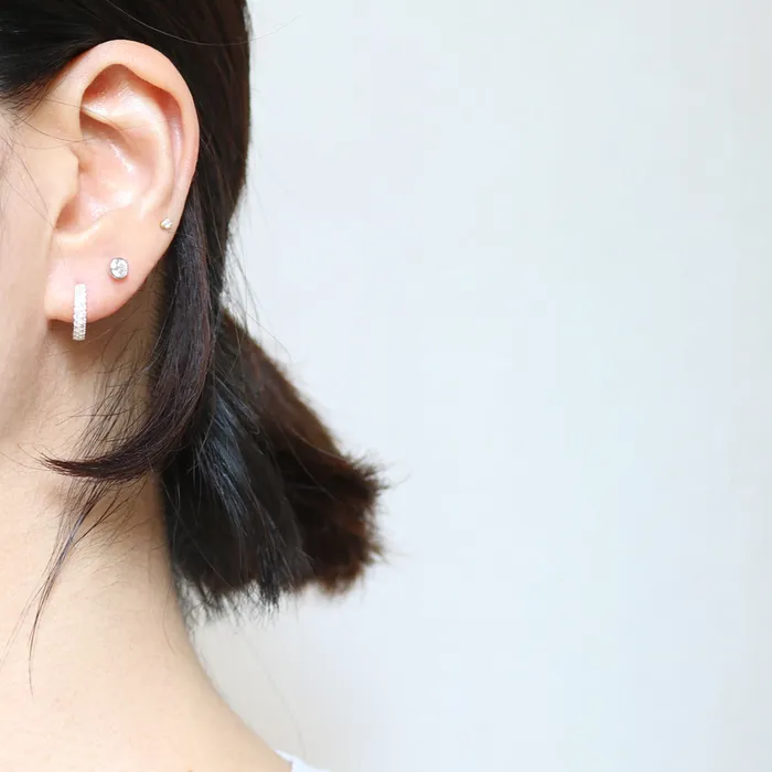 from J Shop Earrings 4mm CZ Bezel Ear Piercing