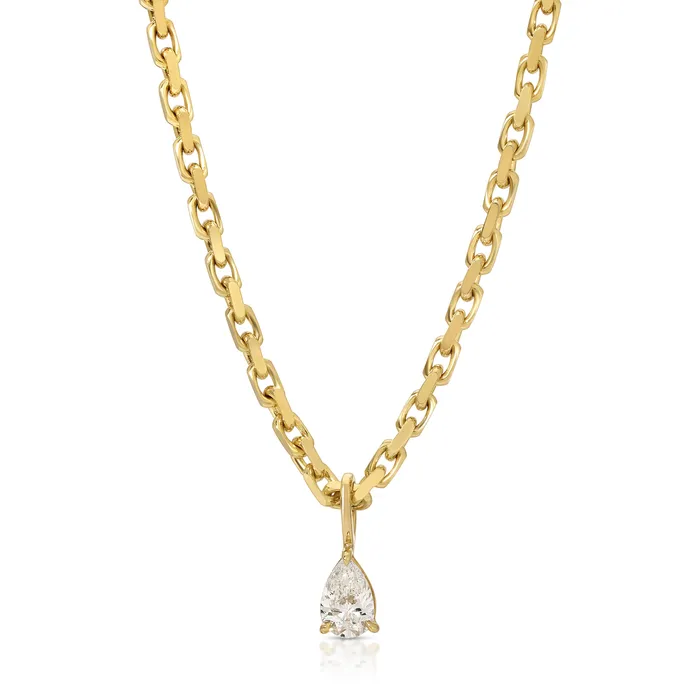 HEAVY CHAIN WITH PEAR DIAMOND PENDANT anitako Necklaces