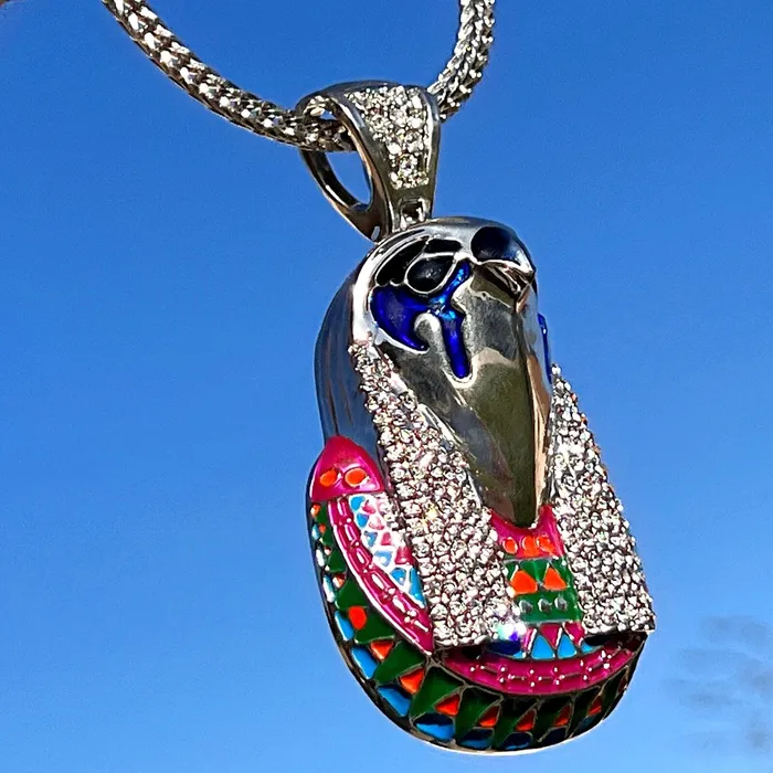Horus Falcon Egyptian Bird God CZ Silver Tone Franco Chain Necklace 36 Bling Cartel Necklaces Horus Falcon Egyptian Bird God CZ Silver Tone Franco Chain Necklace 36 Bling Cartel Necklaces