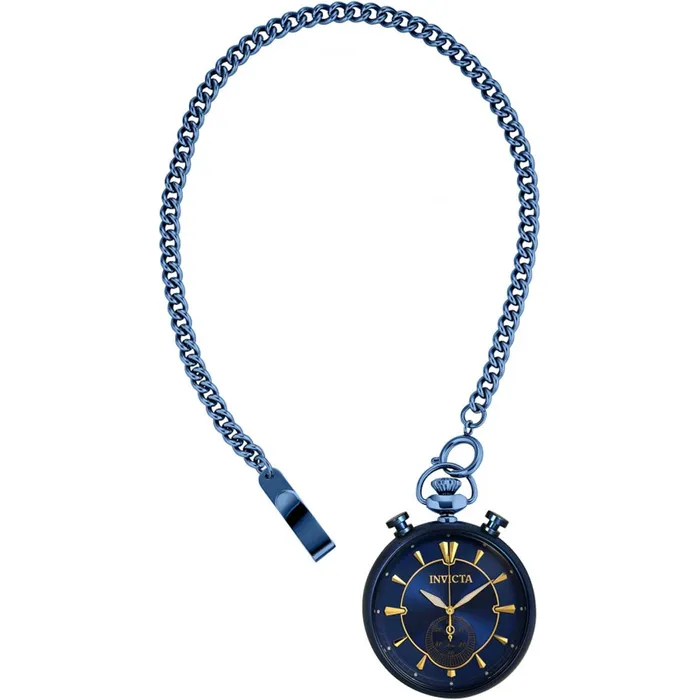 Invicta Watches Invicta Mens Quartz Pocket Watch Vintage Chronograph Blue Dial SS Case 34455 Invicta Watches Invicta Mens Quartz Pocket Watch Vintage Chronograph Blue Dial SS Case 34455