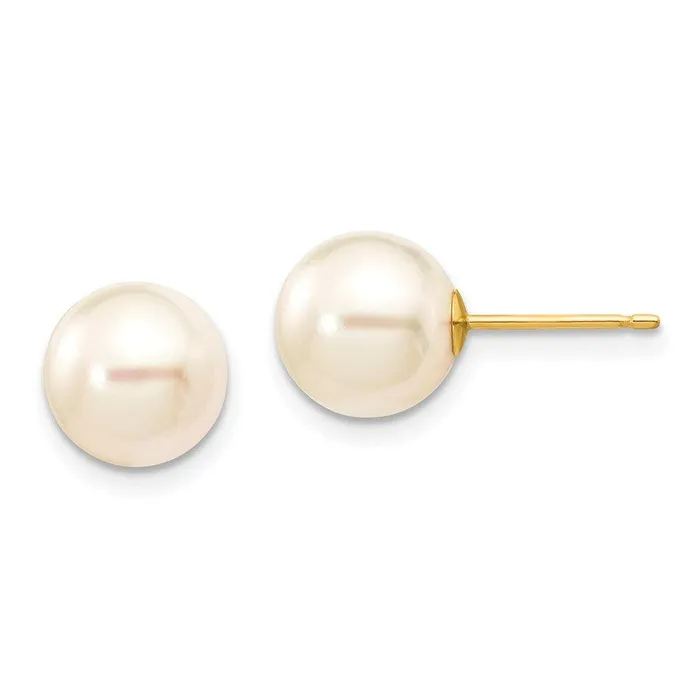 Jewelry Earrings 14k 89mm Round White Saltwater Akoya Cultured Pearl Stud Post Earrings Jewelry Earrings 14k 89mm Round White Saltwater Akoya Cultured Pearl Stud Post Earrings