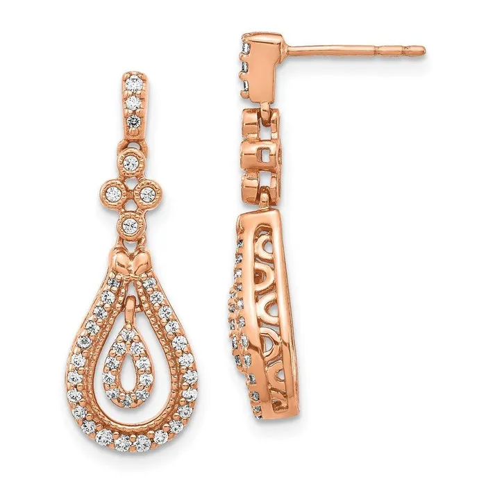 Jewelry Earrings 14K Rose Gold Polished Diamond Post Earrings