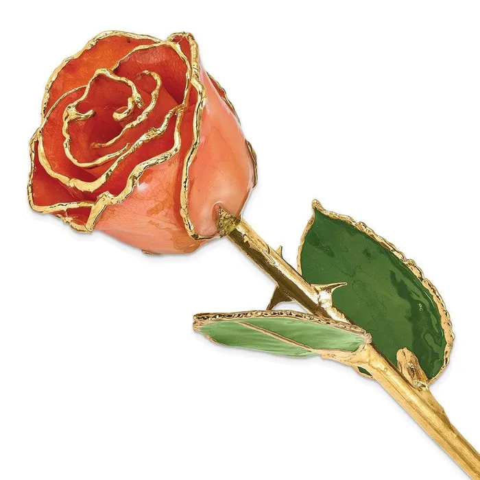 Jewelry Earrings Lacquer Dipped Gold Trim Orange Rose