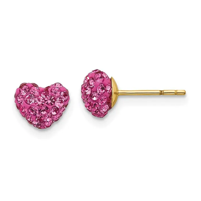 Jewelry Earrings Madi K Kids 14k Pink Crystal Heart Post Earrings