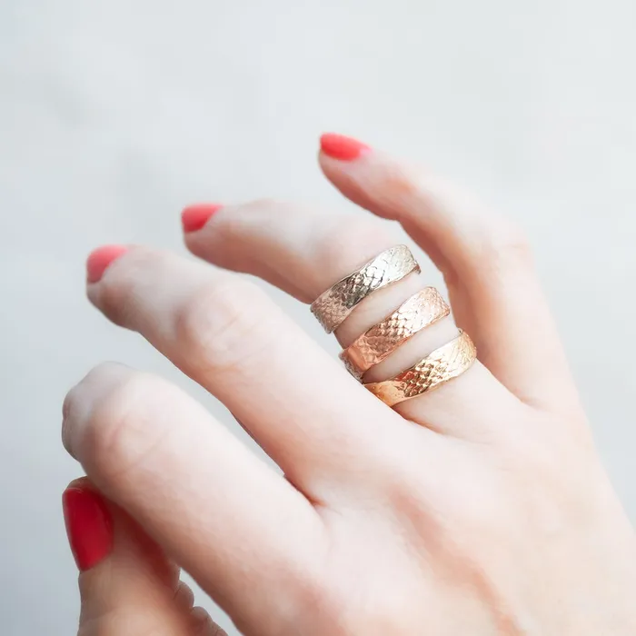 Lauren Wolf Jewelry Rings Gold Snakeskin Band