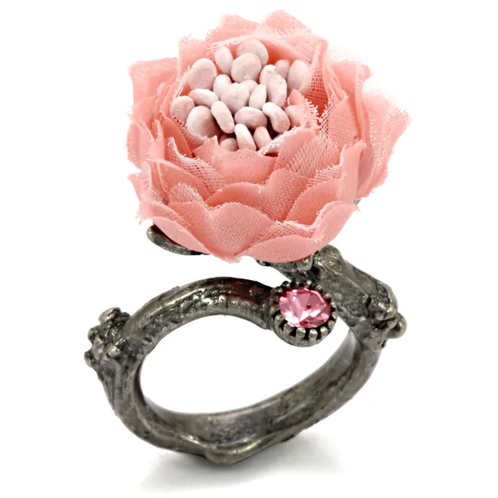 LO4746 Antique Tone Brass Ring with Assorted in MultiColor Alamode Rings