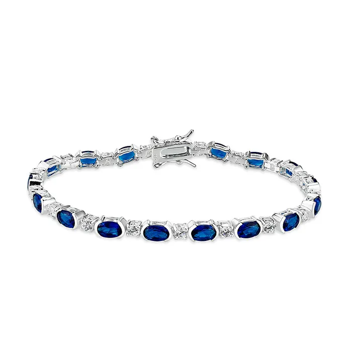LO5S106 Sterling Silver Bracelet with AAA Grade CZ in Montana7 Alamode Bracelets LO5S106 Sterling Silver Bracelet with AAA Grade CZ in Montana7 Alamode Bracelets