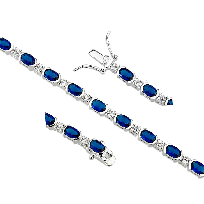LO5S106 Sterling Silver Bracelet with AAA Grade CZ in Montana7 Alamode Bracelets
