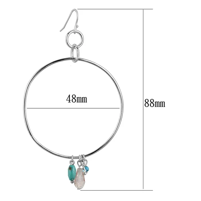 LOS790 Silver 925 Sterling Silver Earrings with Synthetic in Multi Color Alamode Earrings