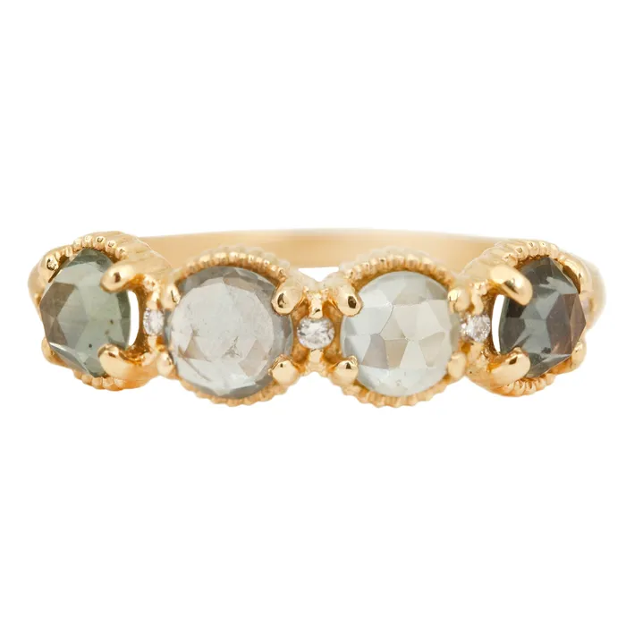 Megan Thorne Gray Sapphire Ribbed Topper Ring Rings
