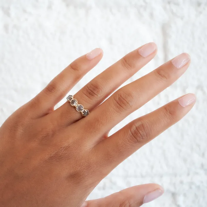 Megan Thorne Gray Sapphire Ribbed Topper Ring Rings