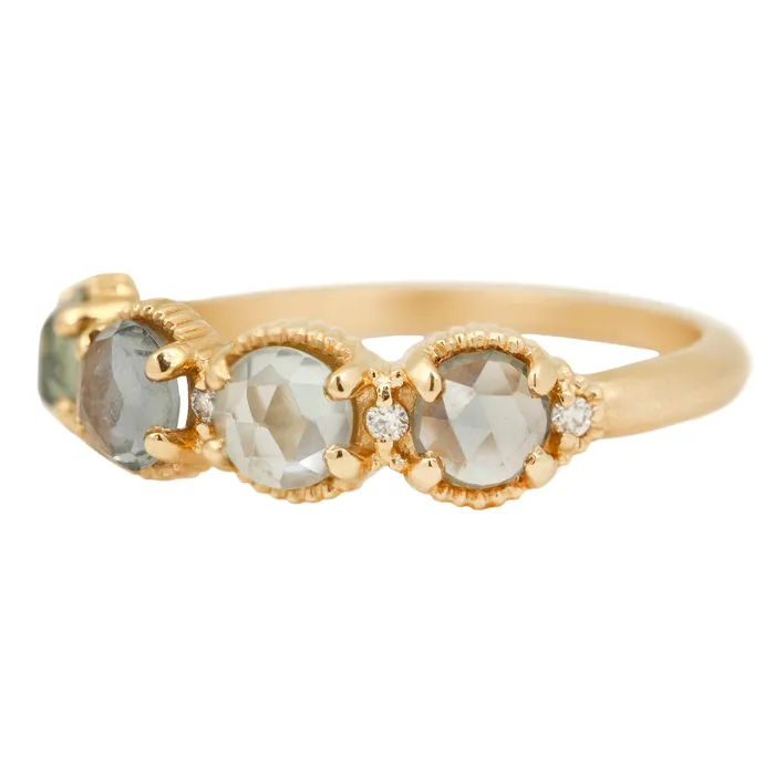 Megan Thorne Gray Sapphire Ribbed Topper Ring Rings