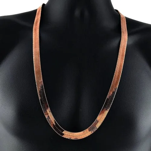 Necklaces 14K Rose Gold Plated Herringbone Chain 30 x 11MM Bling Cartel Admin