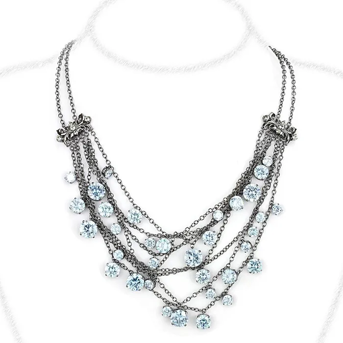 Necklaces Alamode LO4217 TIN Cobalt Black Brass Necklace with AAA Grade CZ in Clear Necklaces Alamode LO4217 TIN Cobalt Black Brass Necklace with AAA Grade CZ in Clear