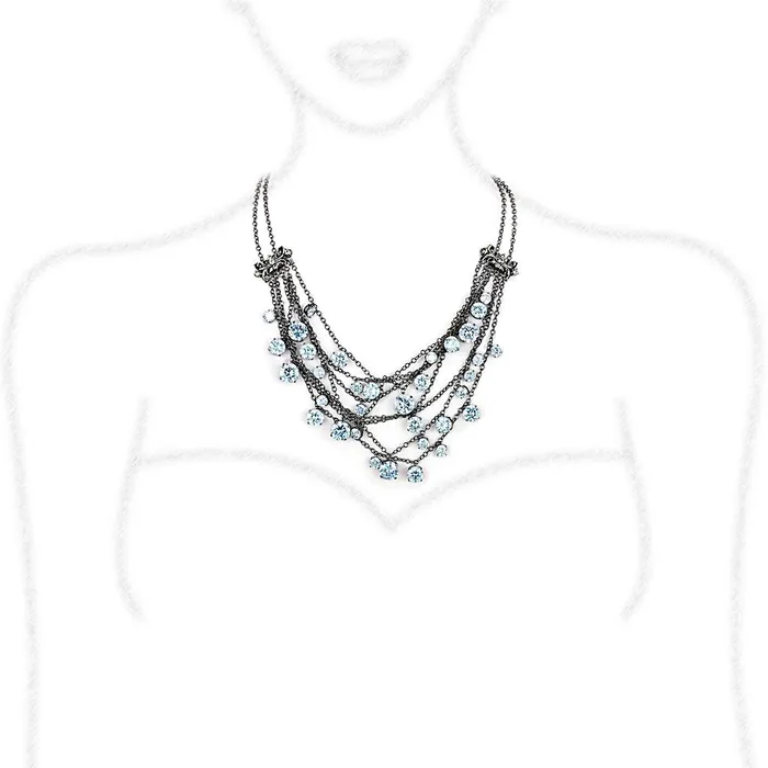Necklaces Alamode LO4217 TIN Cobalt Black Brass Necklace with AAA Grade CZ in Clear