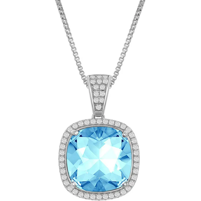 Necklaces Classic Womens Necklace White CZ and Cushion Aqua Swarovski Element BLK8385 Necklaces Classic Womens Necklace White CZ and Cushion Aqua Swarovski Element BLK8385