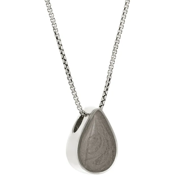 Necklaces Large Sliding Pear Cremation Necklace in Sterling Silver closebymejewelry