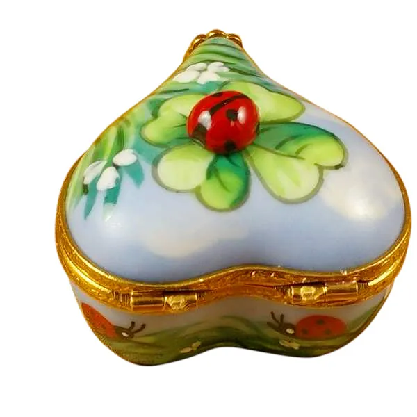 Necklaces Rochard Limoges Rochard Ladybug on Heart Limoges Box