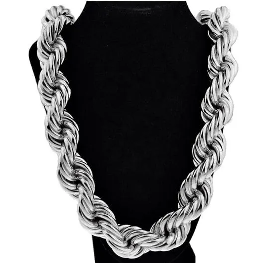 Necklaces Silver Tone Rope Chain Necklace 25mm Thick x 36 Inch Sungshin