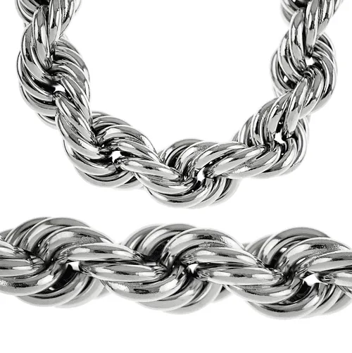 Necklaces Silver Tone Rope Chain Necklace 25mm Thick x 36 Inch Sungshin