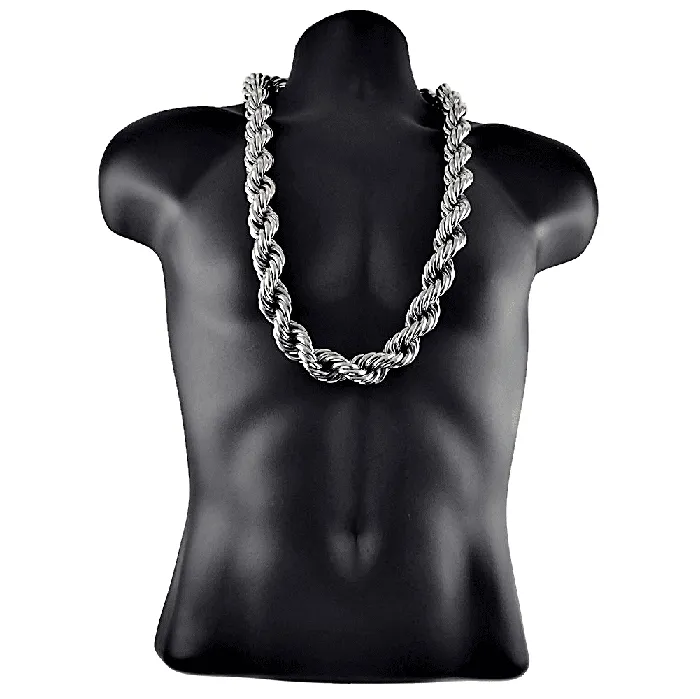 Necklaces Silver Tone Rope Chain Necklace 25mm Thick x 36 Inch Sungshin