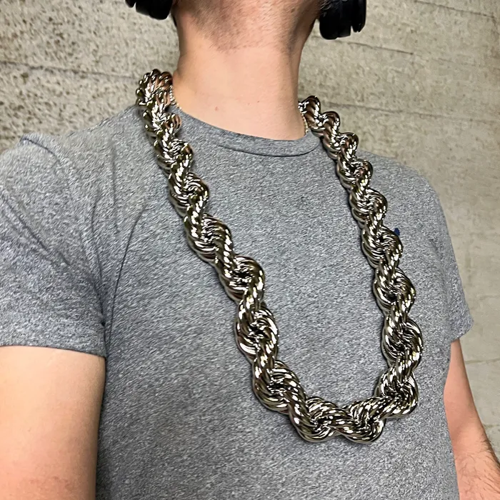 Necklaces Silver Tone Rope Chain Necklace 25mm Thick x 36 Inch Sungshin