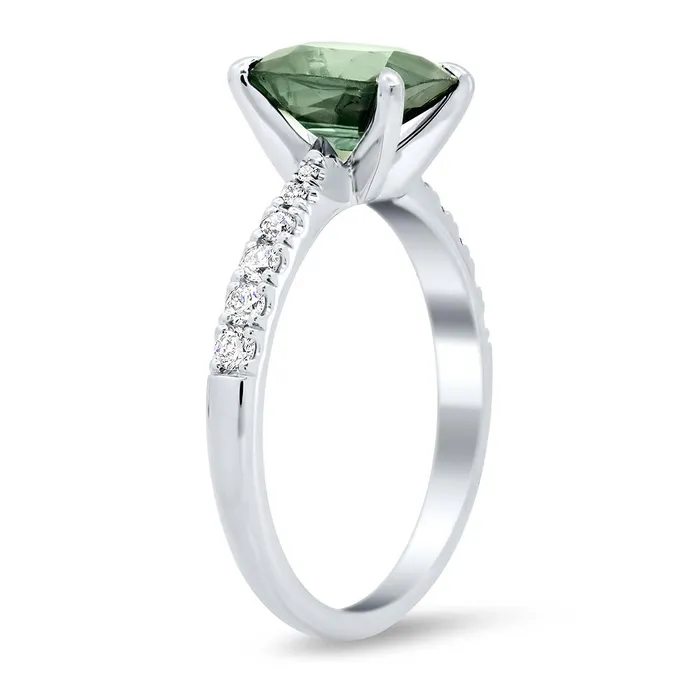 Peacock Sapphire Cushion Cut Diamond Ring deBebians Rings Peacock Sapphire Cushion Cut Diamond Ring deBebians Rings