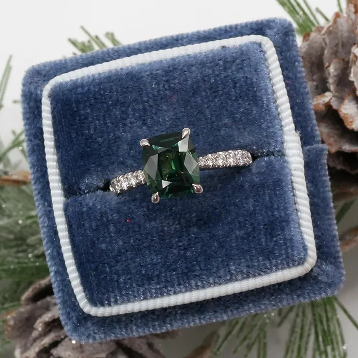 Peacock Sapphire Cushion Cut Diamond Ring deBebians Rings Peacock Sapphire Cushion Cut Diamond Ring deBebians Rings