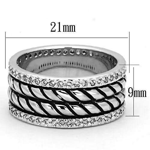 Rings Alamode 3W306 Rhodium Brass Ring with AAA Grade CZ in Clear