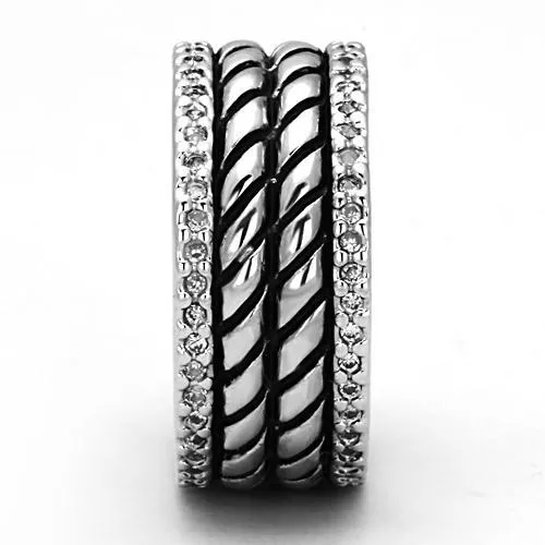 Rings Alamode 3W306 Rhodium Brass Ring with AAA Grade CZ in Clear