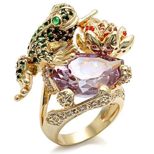 Rings Alamode LO1496 Imitation Gold Brass Ring with AAA Grade CZ in Light Amethyst Rings Alamode LO1496 Imitation Gold Brass Ring with AAA Grade CZ in Light Amethyst
