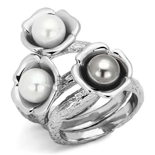 Rings Alamode TK1449 High polished no plating Stainless Steel Ring with Synthetic Pearl in Multi Color Rings Alamode TK1449 High polished no plating Stainless Steel Ring with Synthetic Pearl in Multi Color