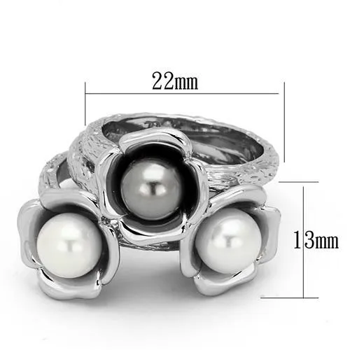 Rings Alamode TK1449 High polished no plating Stainless Steel Ring with Synthetic Pearl in Multi Color