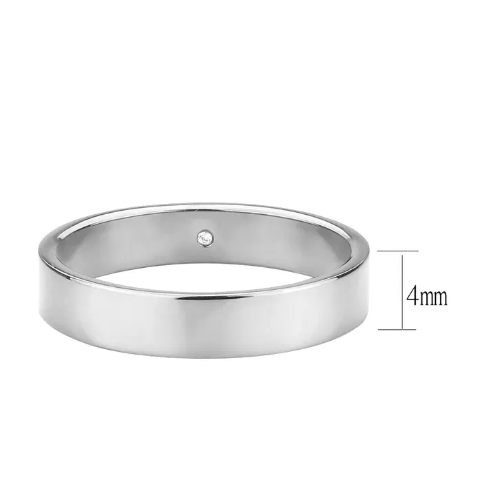 Rings Alamode TK3832N High Polished No Plated Stainless Steel Ring with Top Grade Crystal in Clear