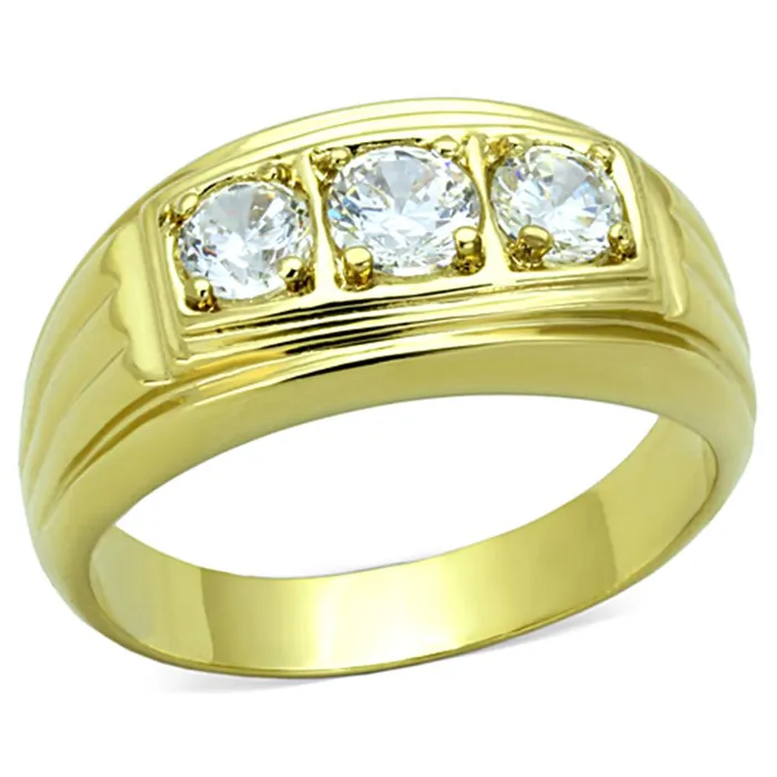 Rings Alamode TK946G IP GoldIon Plating Stainless Steel Ring with AAA Grade CZ in Clear Rings Alamode TK946G IP GoldIon Plating Stainless Steel Ring with AAA Grade CZ in Clear