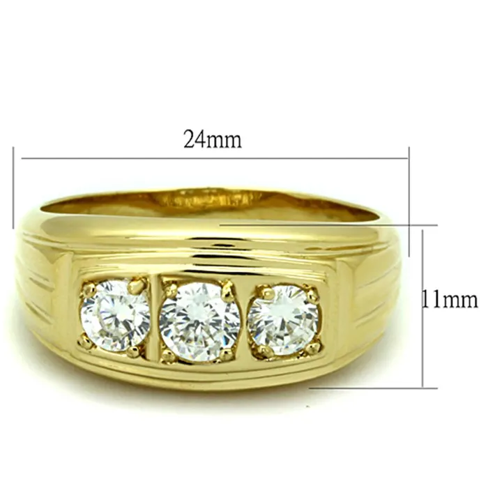Rings Alamode TK946G IP GoldIon Plating Stainless Steel Ring with AAA Grade CZ in Clear