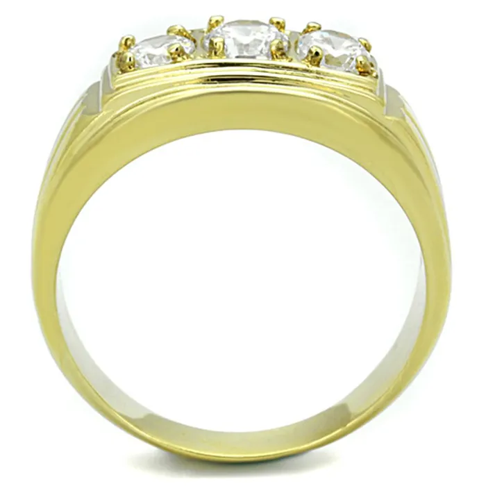 Rings Alamode TK946G IP GoldIon Plating Stainless Steel Ring with AAA Grade CZ in Clear