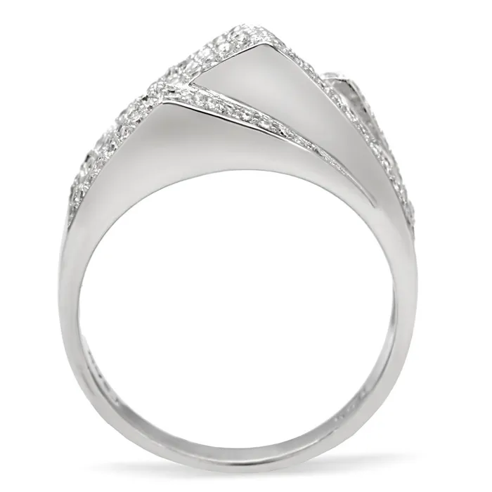 Rings Alamode TS018 Rhodium 925 Sterling Silver Ring with AAA Grade CZ in Clear