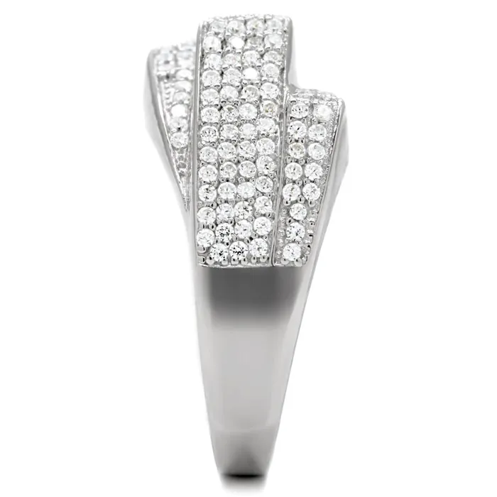 Rings Alamode TS018 Rhodium 925 Sterling Silver Ring with AAA Grade CZ in Clear