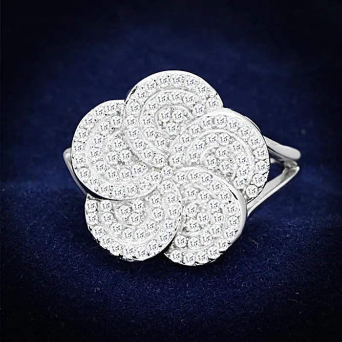 Rings Alamode TS171 Rhodium 925 Sterling Silver Ring with AAA Grade CZ in Clear