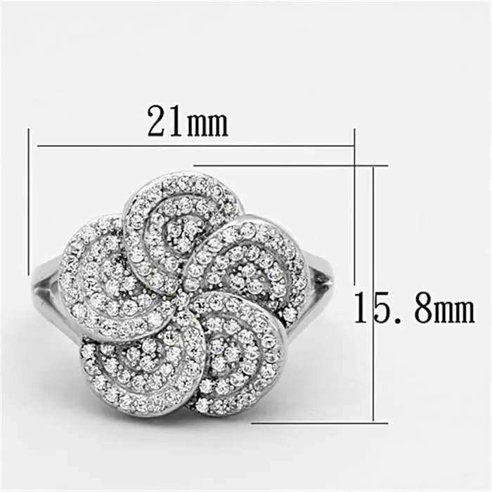 Rings Alamode TS171 Rhodium 925 Sterling Silver Ring with AAA Grade CZ in Clear